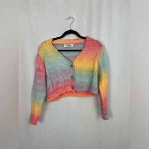 Storets pastel rainbow cropped button cardigan